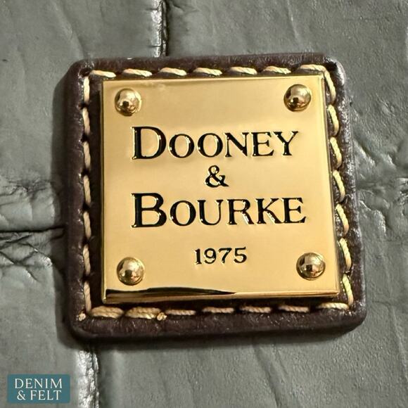 NEW Dooney & Bourke Denison Small Hobo Smoke Grey Croc Embossed Leather Luxe Bag - Picture 9 of 16